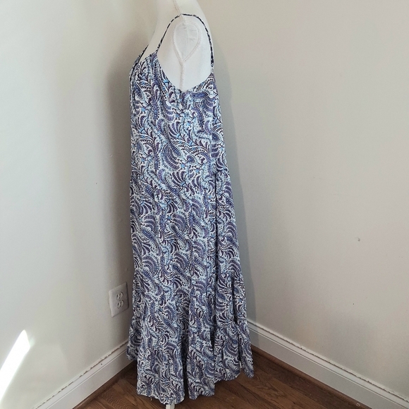 J. Crew Tiered Cotton Voile Shift Maxi Dress in Purple Paisley Size XL NWT - Picture 7 of 10